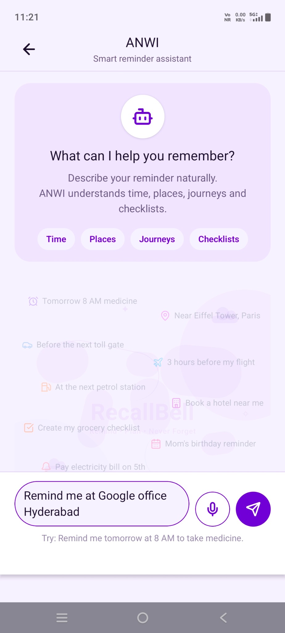 ANWI natural language input